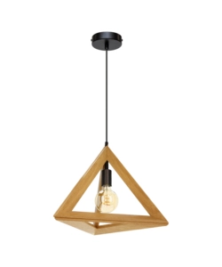 LAMPADARIO A SOSPENSIONE ONLI "GOLINO" TRIANGOLARE LEGNO E METALLO 1 LUCE, E27
